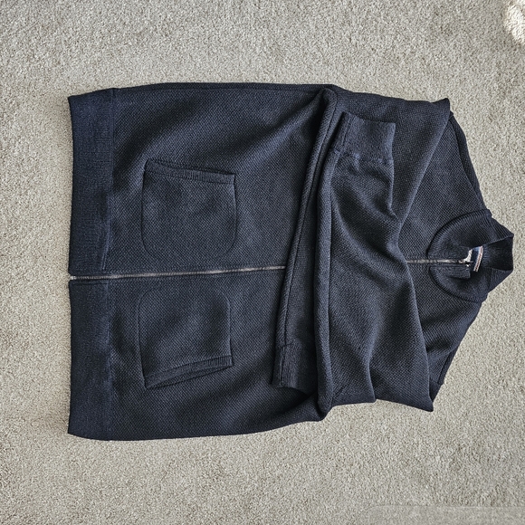 RHINELAND FULL-ZIP FLEECE-LINED SWEATER BIG & TALL - DARK NAVY HEATHER / 2XLB - Picture 3 of 6